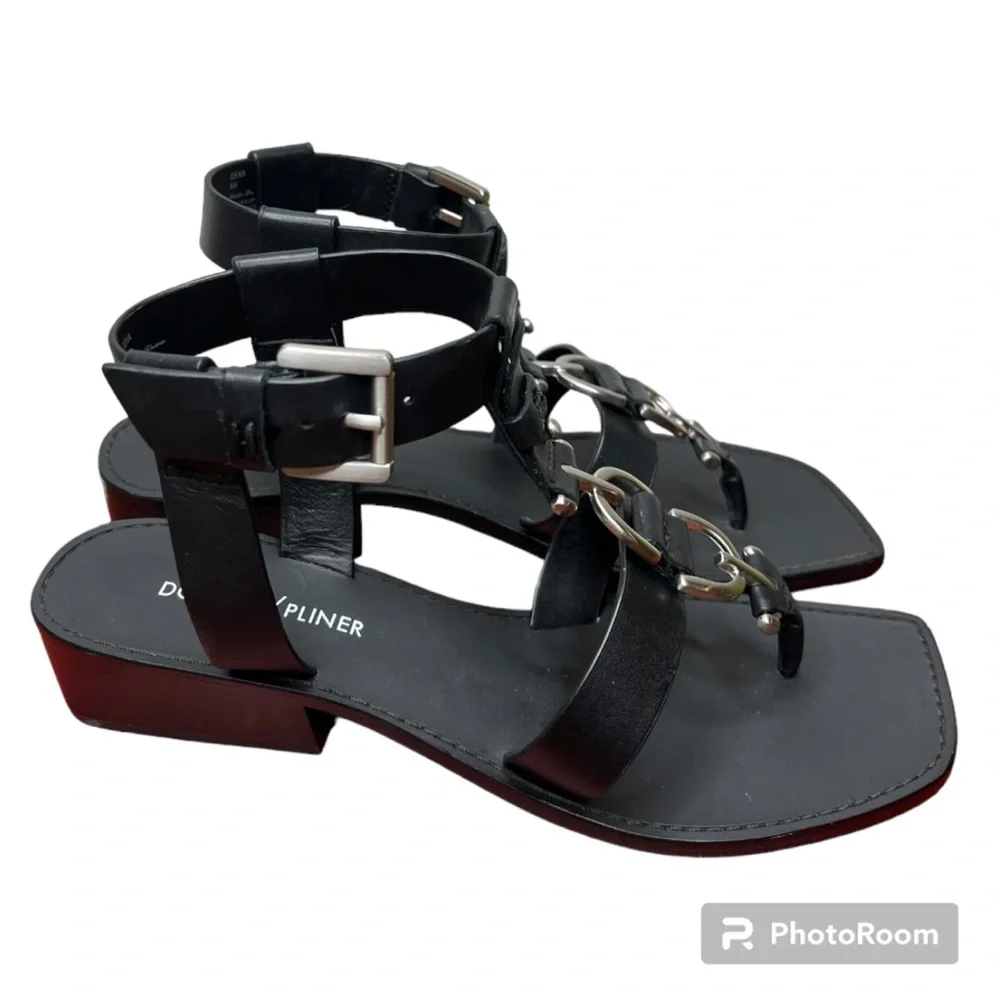 Donald J. Pliner Dena Black Leather Sandals Size 8 - Picture 5 of 8